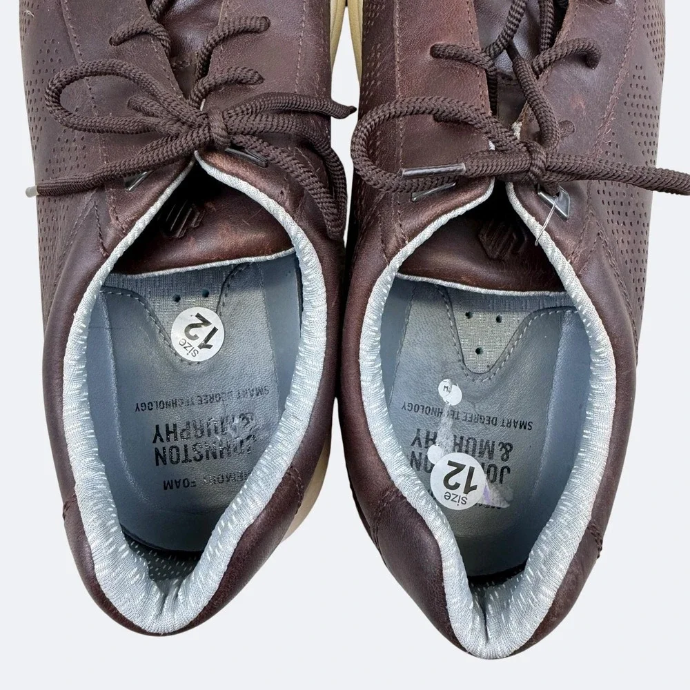 Johnston & Murphy Shoes Mens Size 12 Brown Leather Sneaker Memory Foam Casual
